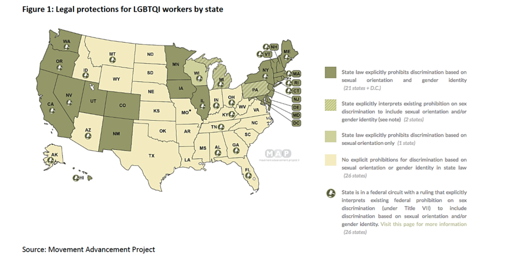 Legal protections for LGBTQI workers by state